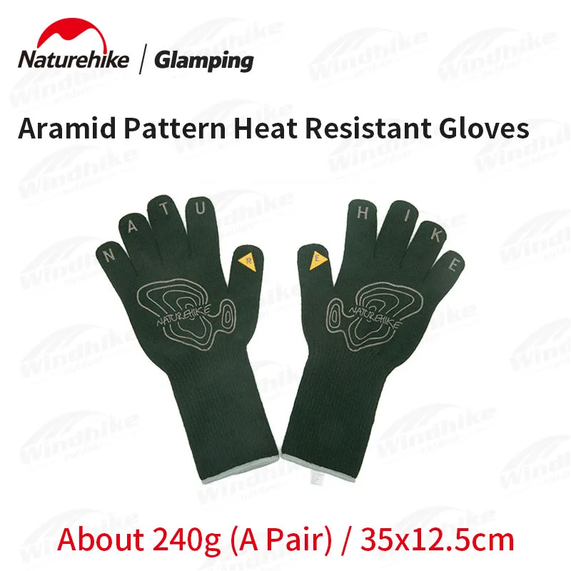 Naturehike Camping Gloves Heat Resistant Aramid Non-Slip Flame Retardant Thicken Gloves 240g Outdoor Portable Picnic BBQ Gloves