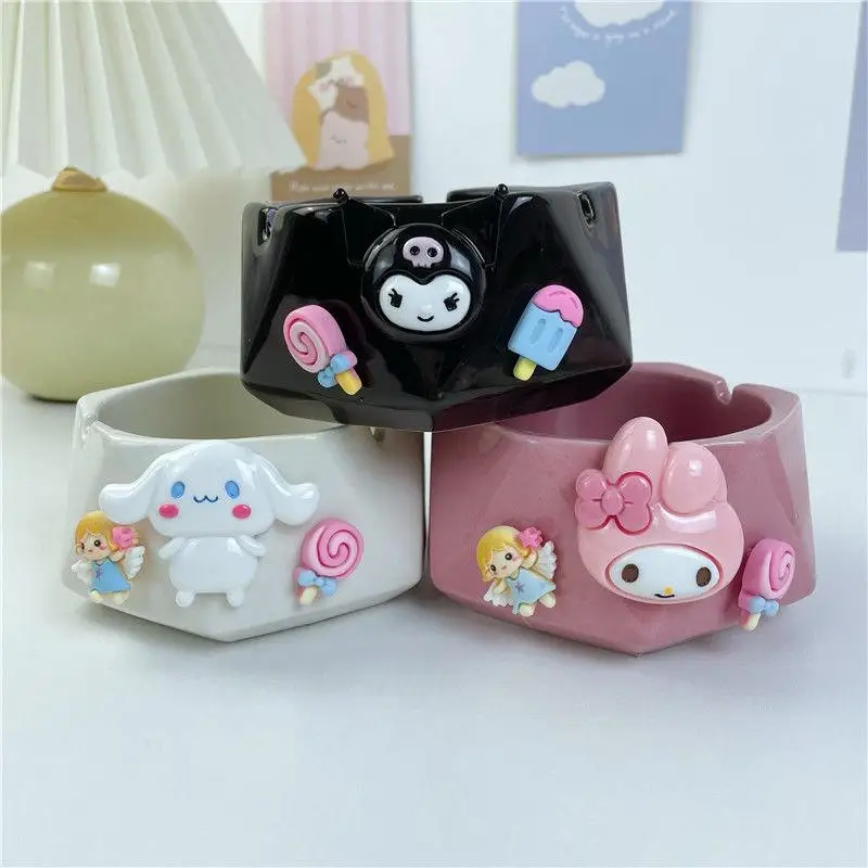 Sanrio Cinnamoroll Ceramic Ashtray Living Room Bedroom Office Kuromi Mymelody Kawaii Personality Cartoon Household Ashtray