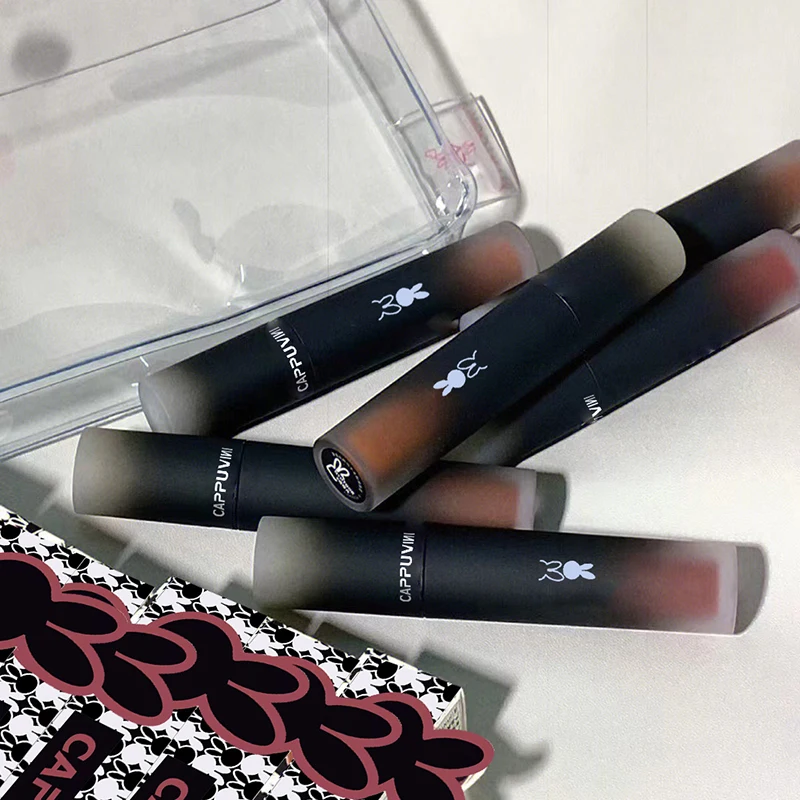 Fluwelen Lip Glazuur Non-stick Cup Lipgloss Make-Up Lip Tint Schoonheid Cosmetische Retro Rood Bruin Tone Lippenstift Mousse Matte lip Modder