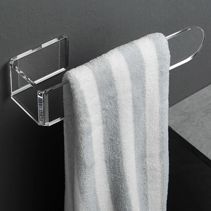 Customized 10 copies Acrylic towel rack without punching, bathroom storage rack,  towel rod single and double rod hanging rod