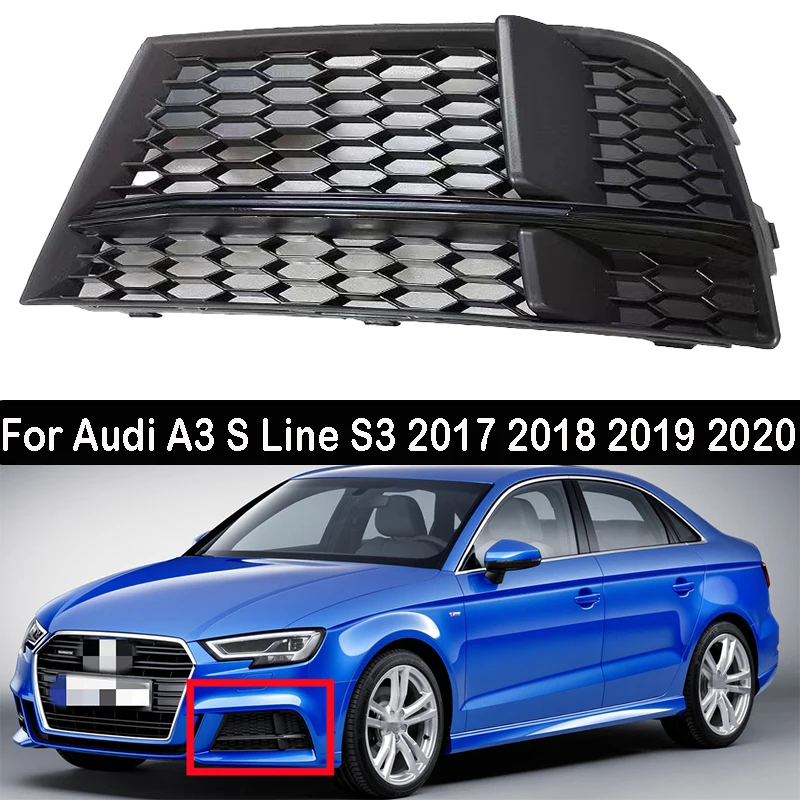 

2pcs Fog Light Grille Cover For Audi A3 S Line S3 2017 2018 2019 2020 Car Accessories