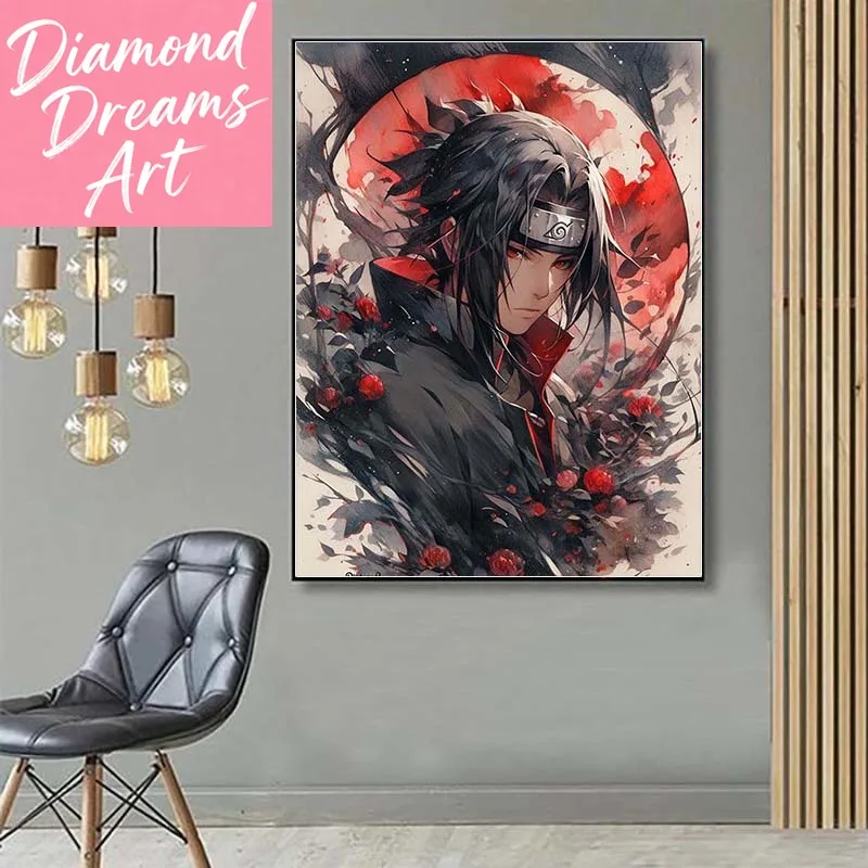 

5D DIY Japanese Anime Diamond Painting Kit Naruto Cross Embroidery Uchiha Itachi Handmade Diamond Mosaic Art Gift