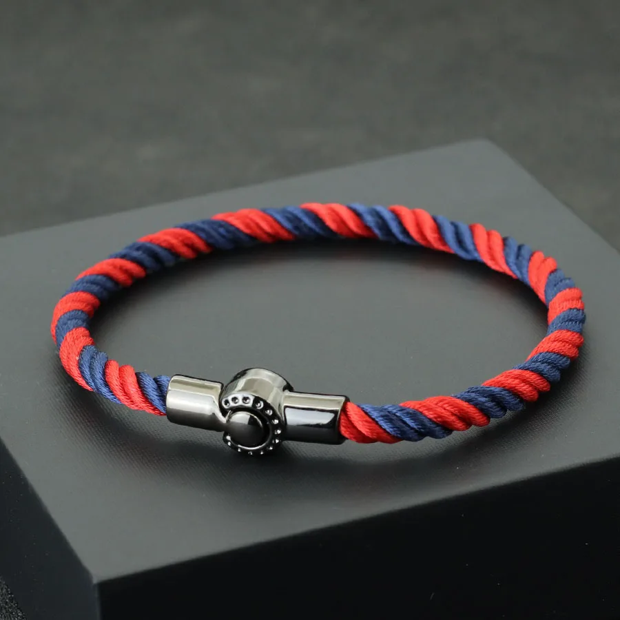 สร้อยข้อมือถักเชือกทำมือสไตล์ทะเล  เครื่องประดับเสื้อผ้า  แบบสองสี  ตัวล็อคแม่เหล็ก  สายรัดข้อมือปีใหม่  เครื่องประดับสำหรับผู้ชายสำหรับตั้งแคมป์