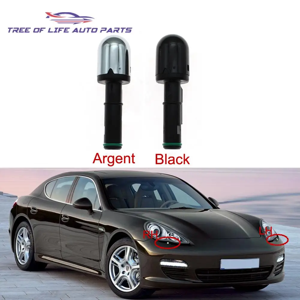 1/2PCS Argent Black Front Headlight Washer Nozzle Sprayer Jet Cover Cap For Porsche 911 Panamera Boxster 99762826300 97062825100