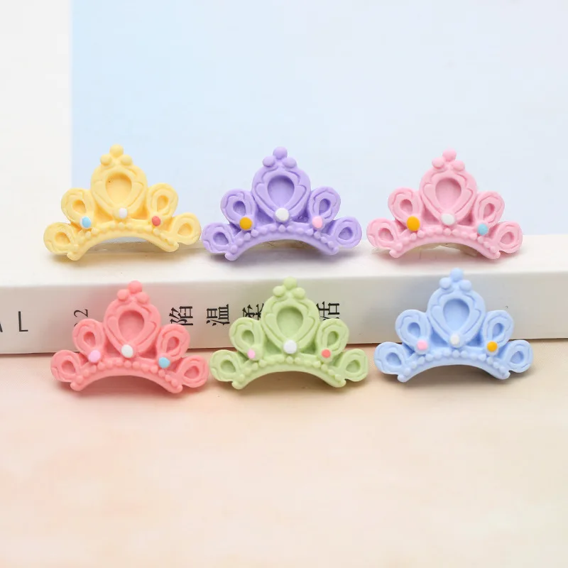 10Pcs Colorful Crown Flatback Resin Cabochon Scrapbooking for Phone Decor Kawaii DIY Embellishments Children's Hair Accessories