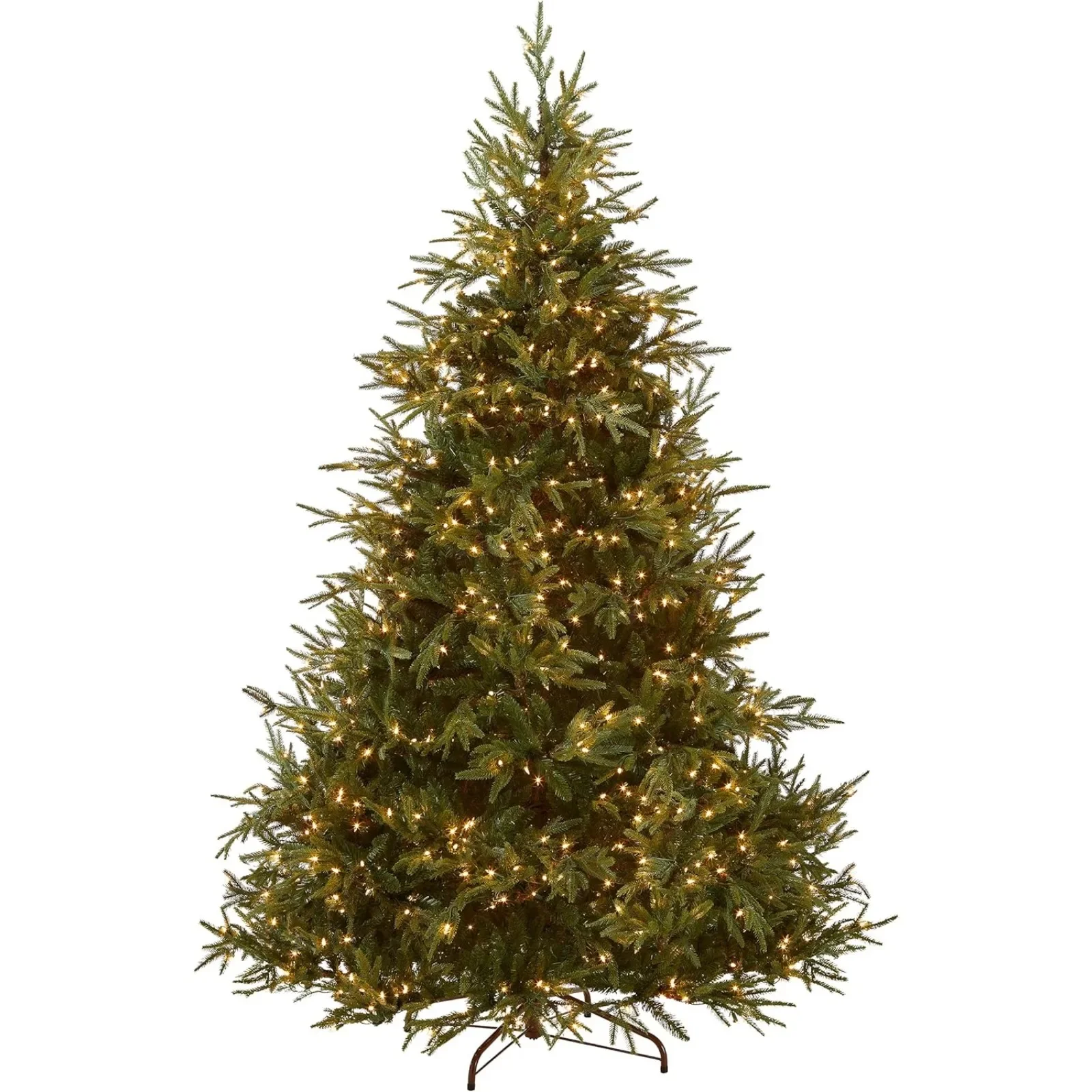 

US Pre-Lit 'Feel Real' Artificial Full Christmas Tree, Green, Frasier Grande, White Lights, Includes Stand, 6.5 Feet