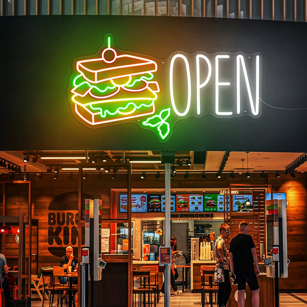 Sandwich Open Neon Sign Custom Restaurant Food Store Decor Neon Sign Sandwich Shop Wall Hangings Led Neon Light Opening Gift