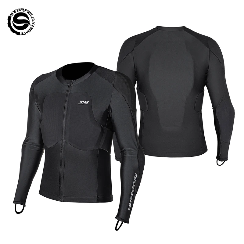 SFK Black Motorcycle Jacket Slim Fit Soft Armor Men's Riding Clothes Summer Breathable Moisture-wicking Sweat-absorbing Gears