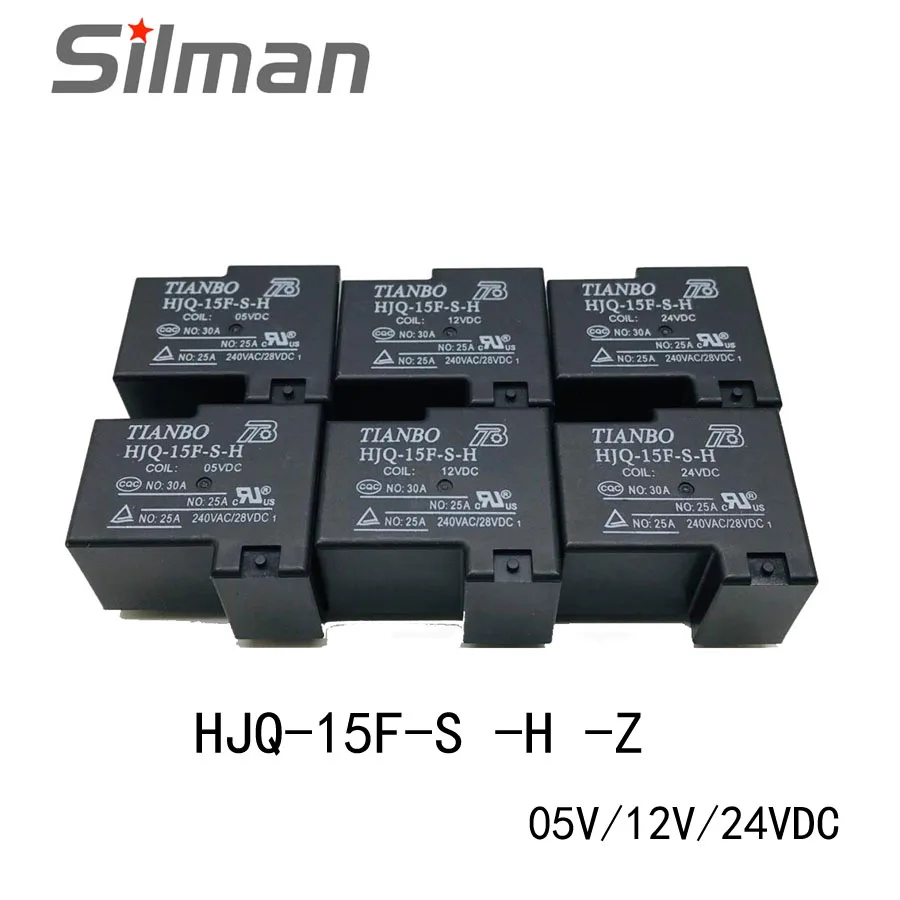 TIANBO Relays HJQ-15F-S -H -Z 05V/12V/24VDC 20A 5/6Pin  a group of normally open 5-pin 30A240VAC  Skywave relay automotive