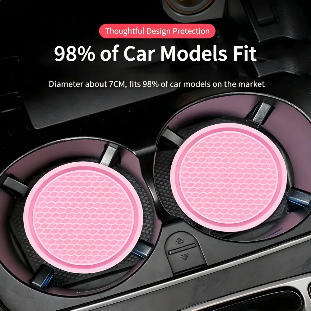 2Pcs Car Coasters PVC Travel Auto Cup Holder Insert Coaster Anti Slip Vehicle Interior Accessories Cup Mats