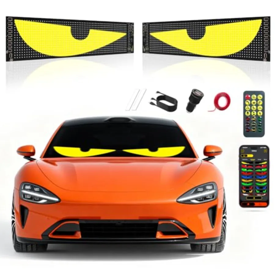 

Devil's Eye for Car 2-Pack:14.7"x3.6" Programmable ojos led para carro Windshield Display for Sedans SUVs and Medium Trucks - U
