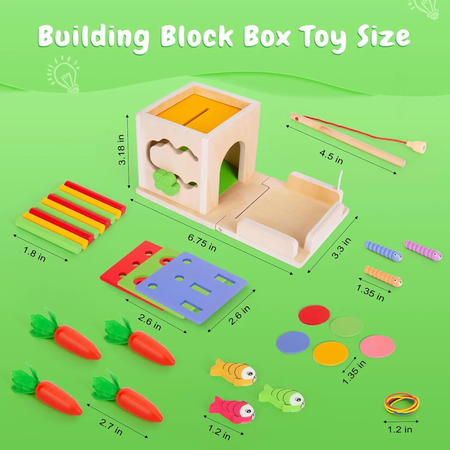 Montessori Toys Wooden Permanence Box Carrots Toys Color Shape Sorting Toys Fine Motor Early Educational Toys for Toddlers