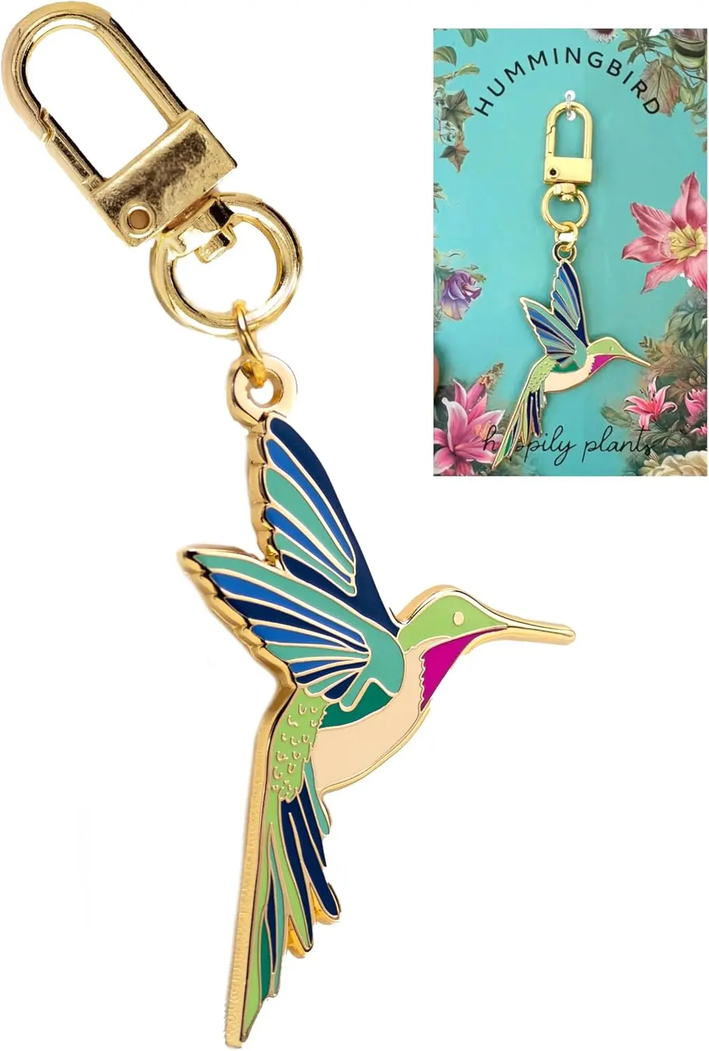 

Cute Hummingbird Keychain Bag Charm Gardening Nature Gift Accessory for Women