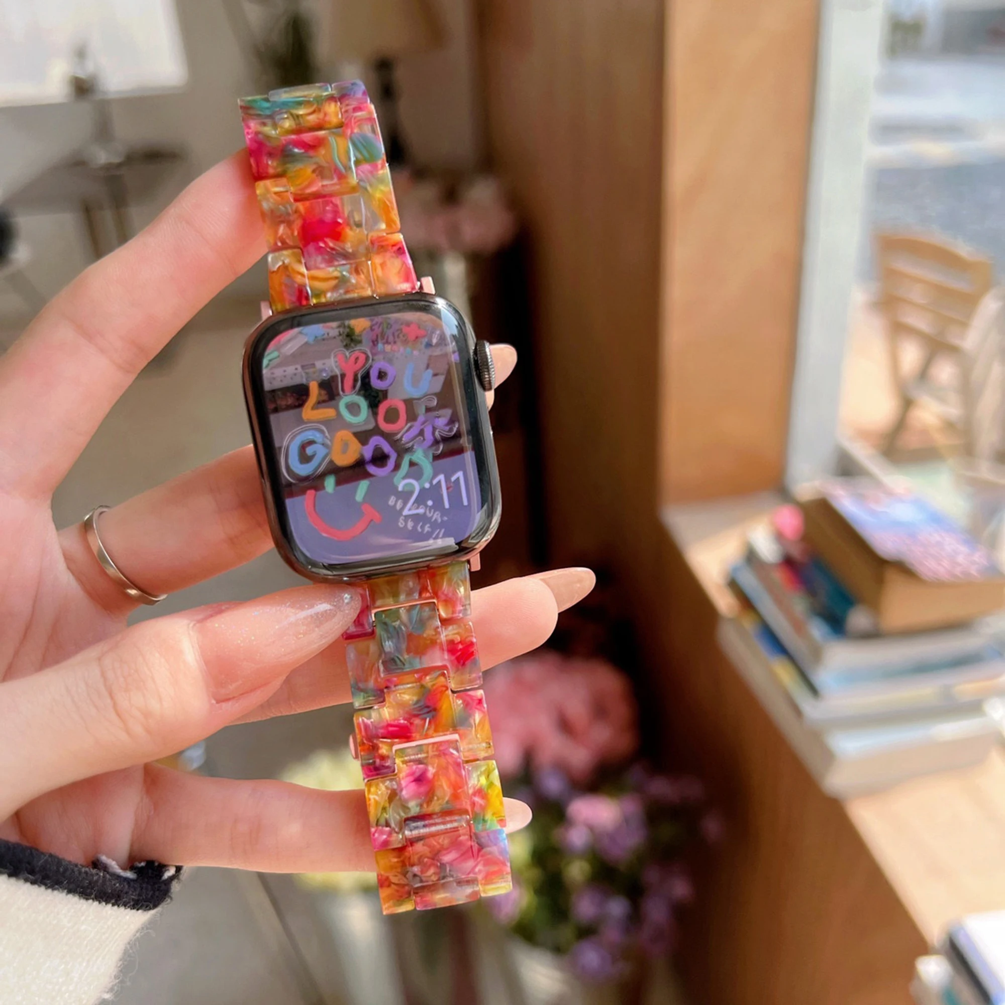 

Роскошный ремешок из смолы для Apple Watch Ultra 2, ремешок 49 мм/44 мм/41 мм/40 мм/42 мм/46 мм/45 мм, браслет-звено iwatch series 10 9 7 8 6 se 5 4