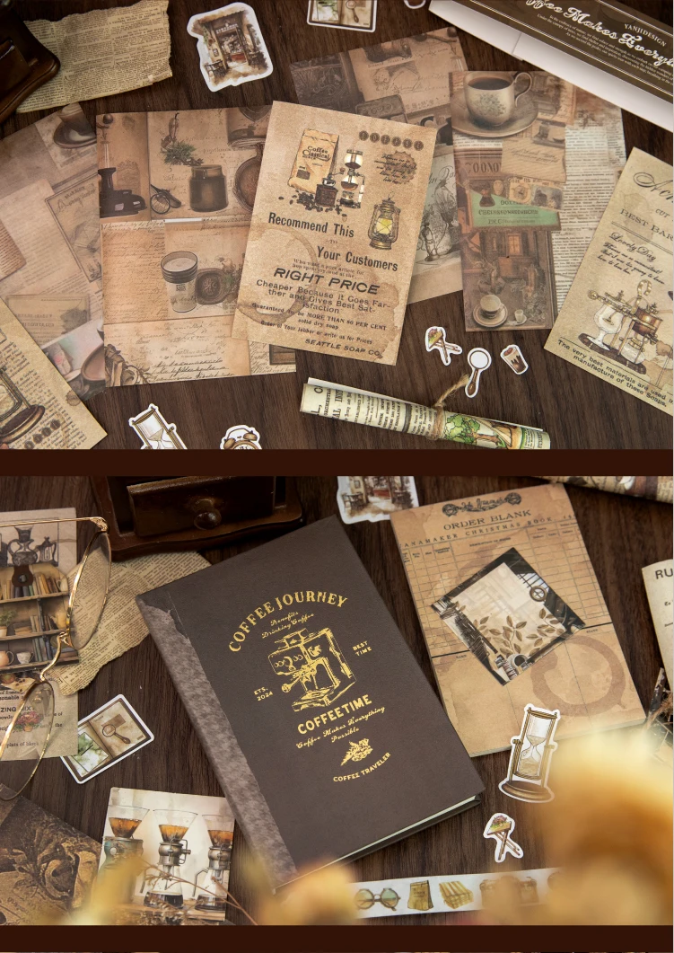 Journal GO 65-teiliges Set Retro Journaling Geschenkbox, Komplettes Vintage Scrapbook-Kit mit Papier & Aufklebern für Planer, Junk Journals – Detail 18