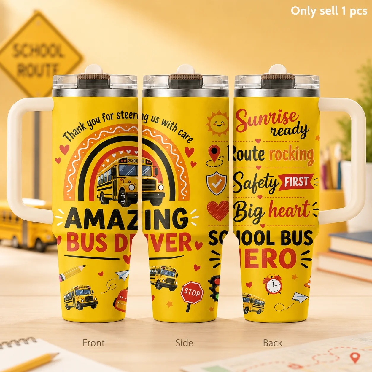 Best School Bus Driver Ever Vacuum Flasks 40oz 3rd Gen Vacuum Insulated Stainless Steel Tumbler Cup With Handle Straw Lid