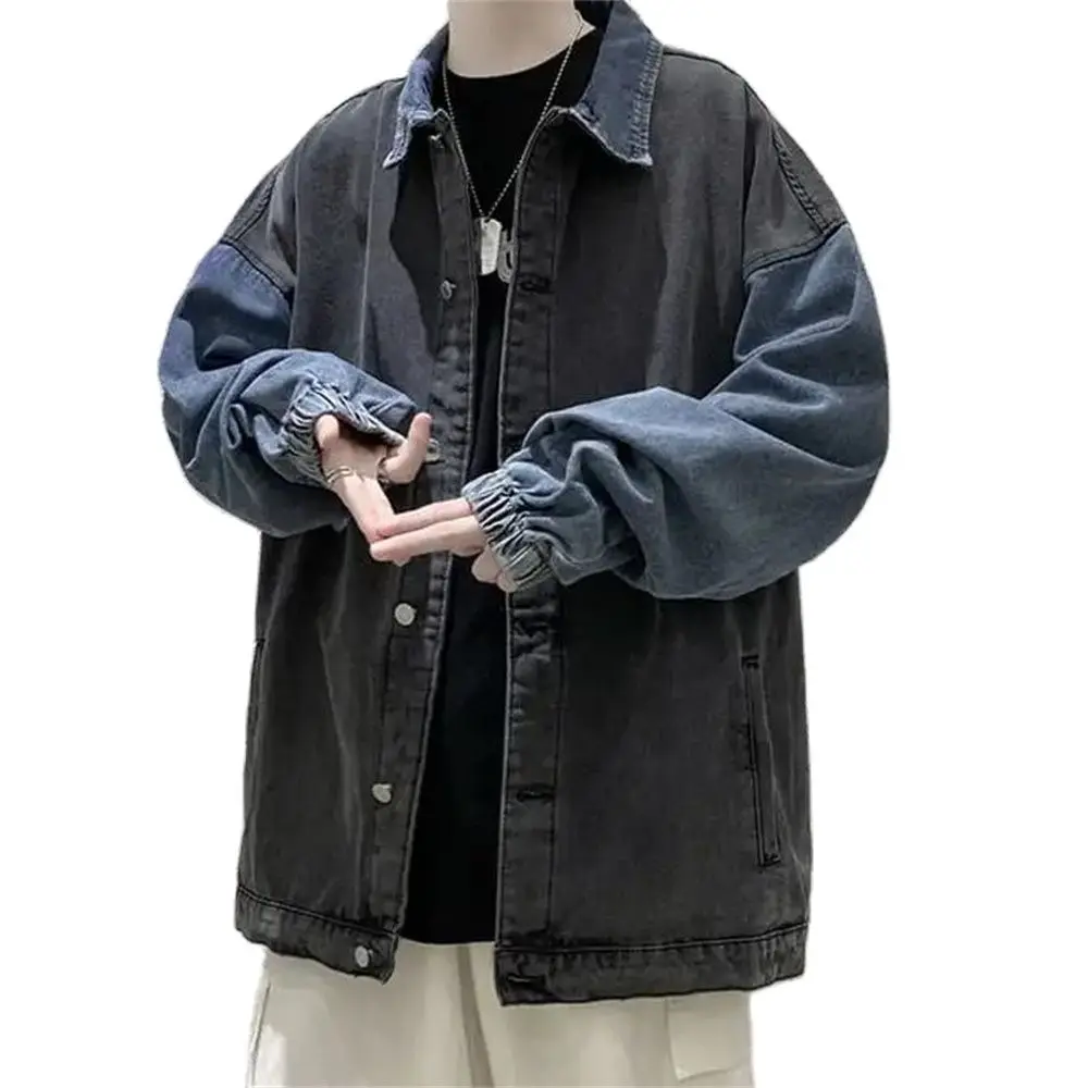 Primavera autunno uomo giacche di jeans stile coreano cappotto maschile retrò Streetwear Patchwork Casual coppia giacca Ins marea capispalla Denim