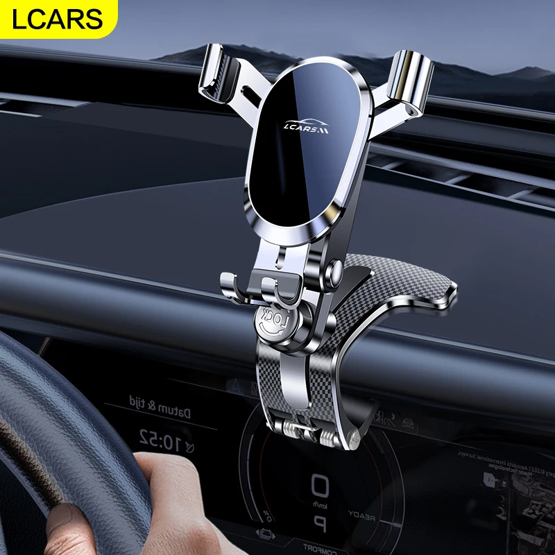 Support de téléphone à fixation par gravité pour voiture, clip multifonctionnel pour tableau de bord, support de navigation fixe, robuste et stable