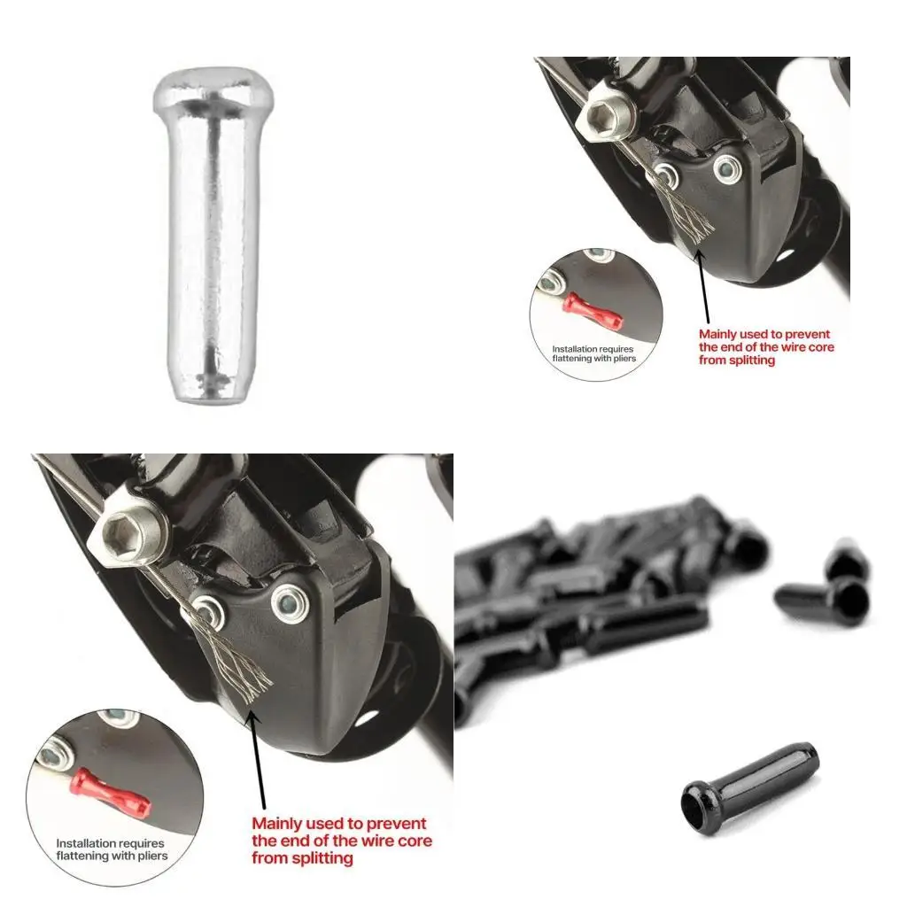 

652F 50 Pcs Bike Cable End Caps Aluminum Alloy Brake Cable End Cover Brake Cable End Tip for Road Mountain Bicycles Durable