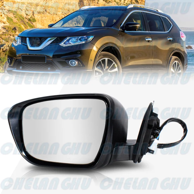 For Nissan X-Trail T32 Rogue Sport 2014 2015 2016 2017 2018 2019 1pc Left 13Pins Black Painted Power Fold Camera Mirror Assembly