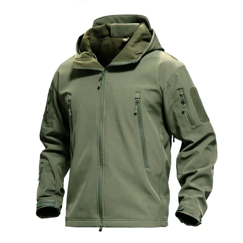 Chaqueta táctica militar con capucha de concha suave: abrigo militar impermeable y resistente al viento con forro polar y colores camuflaje