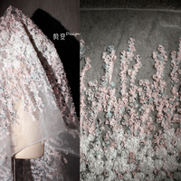 Light Pink Flower Embroidery Lace Fabric for Decorative Background Handmade DIY Clothing Designer By The Meter Cloth Diy Sewing
