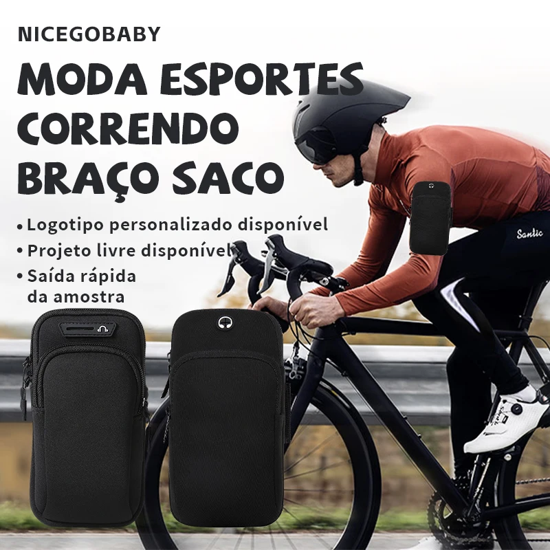 Braçadeira de telefone cinto ajustável gym jogging arm bag corrida esportes fitness bike trekking nicegobaby phone storage bag fones de ouvido