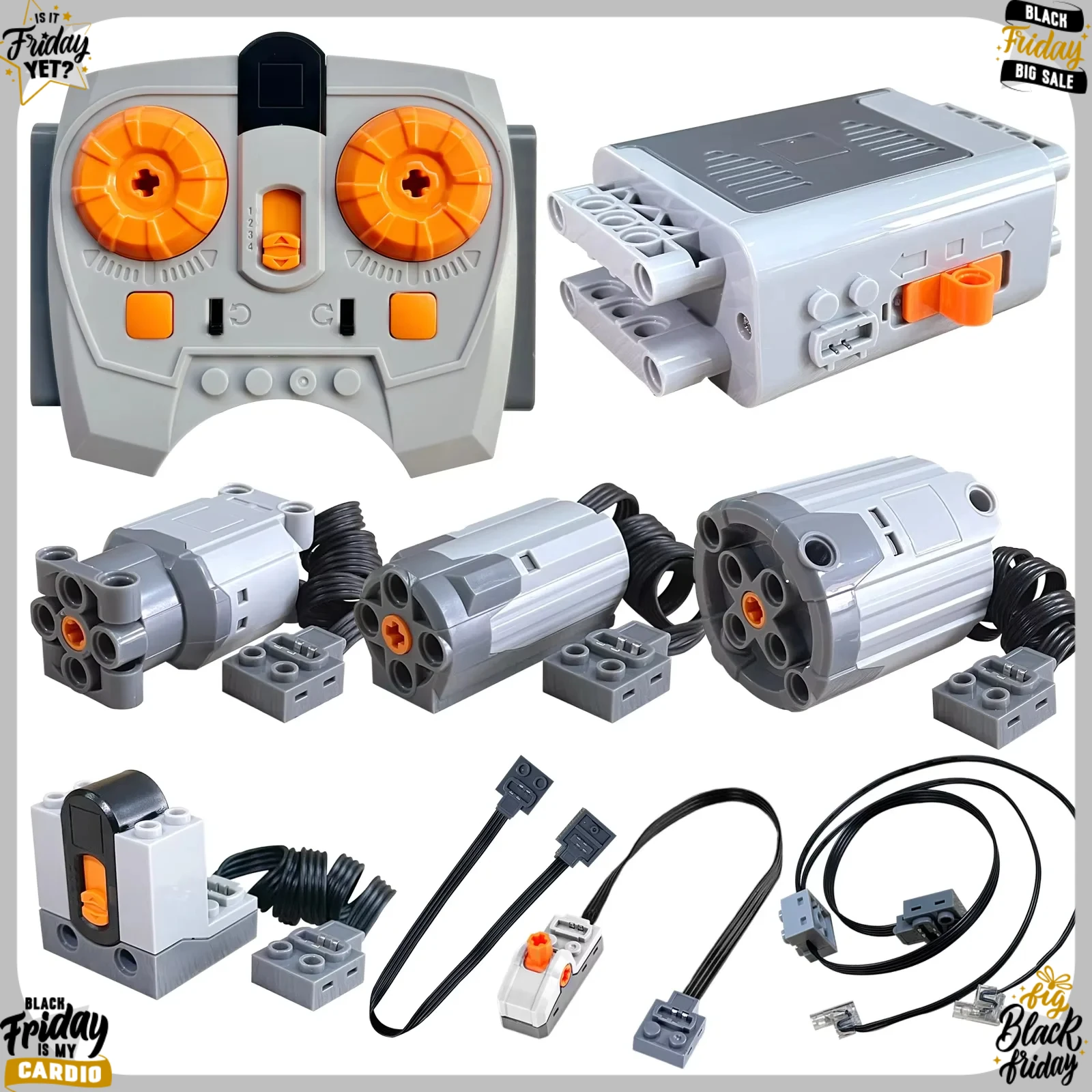 

11PCS Brick Motor Power Function Kit With technic Parts Includes AA Battery Box 2.4g Speed Control Remote Receiver 5x Motors
