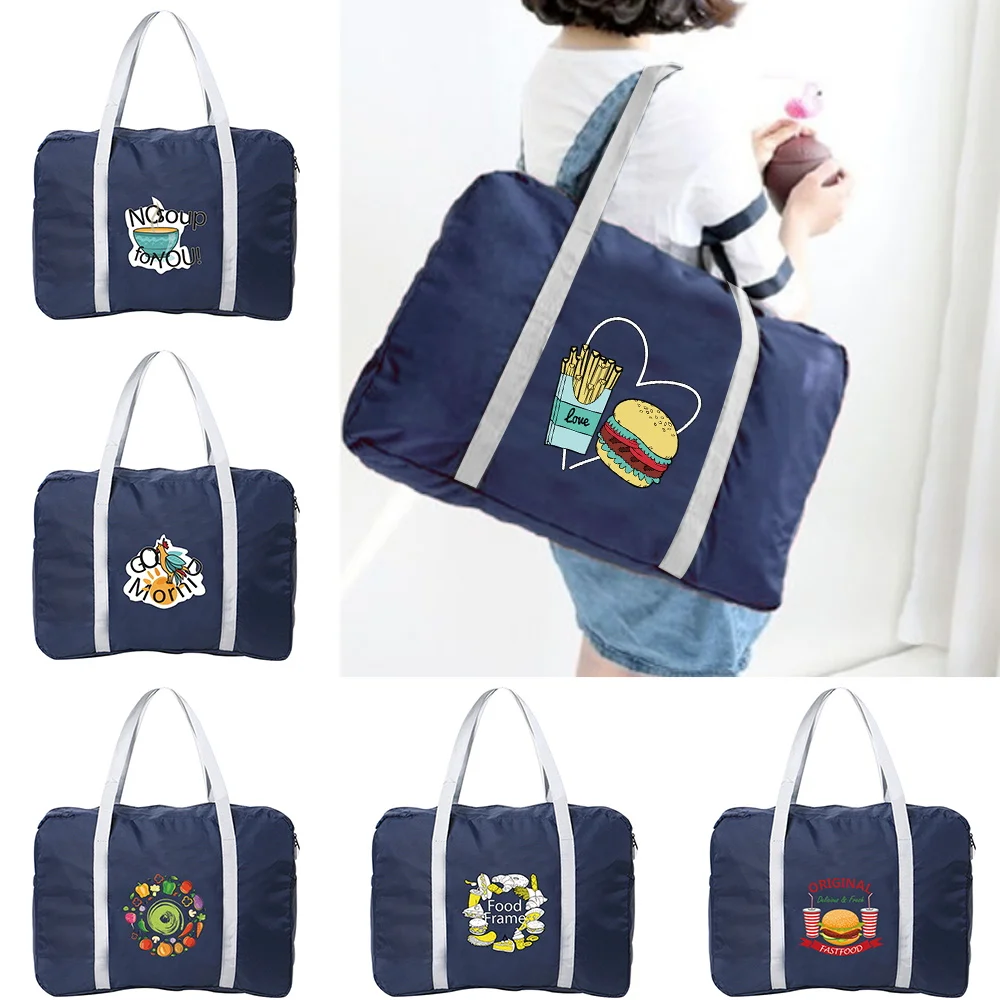 New Foldable Travel Bags Unisex Large Capacity Storage Bag Women Fashion Handbags Food Series Men Multi-function Luggage Bag