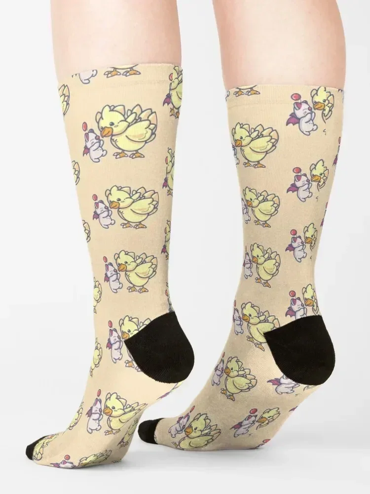 FFXIV: Moogle & Chocobo Socks cartoon essential bright garter Rugby Men's Socks Luxury Women's