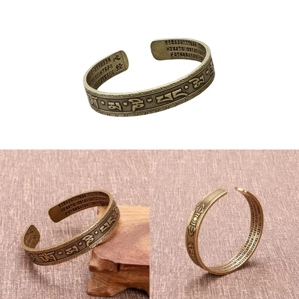 Pulsera ajustable tibetana budista Sutra hecha cobre pintada a mano símbolo buena suerte