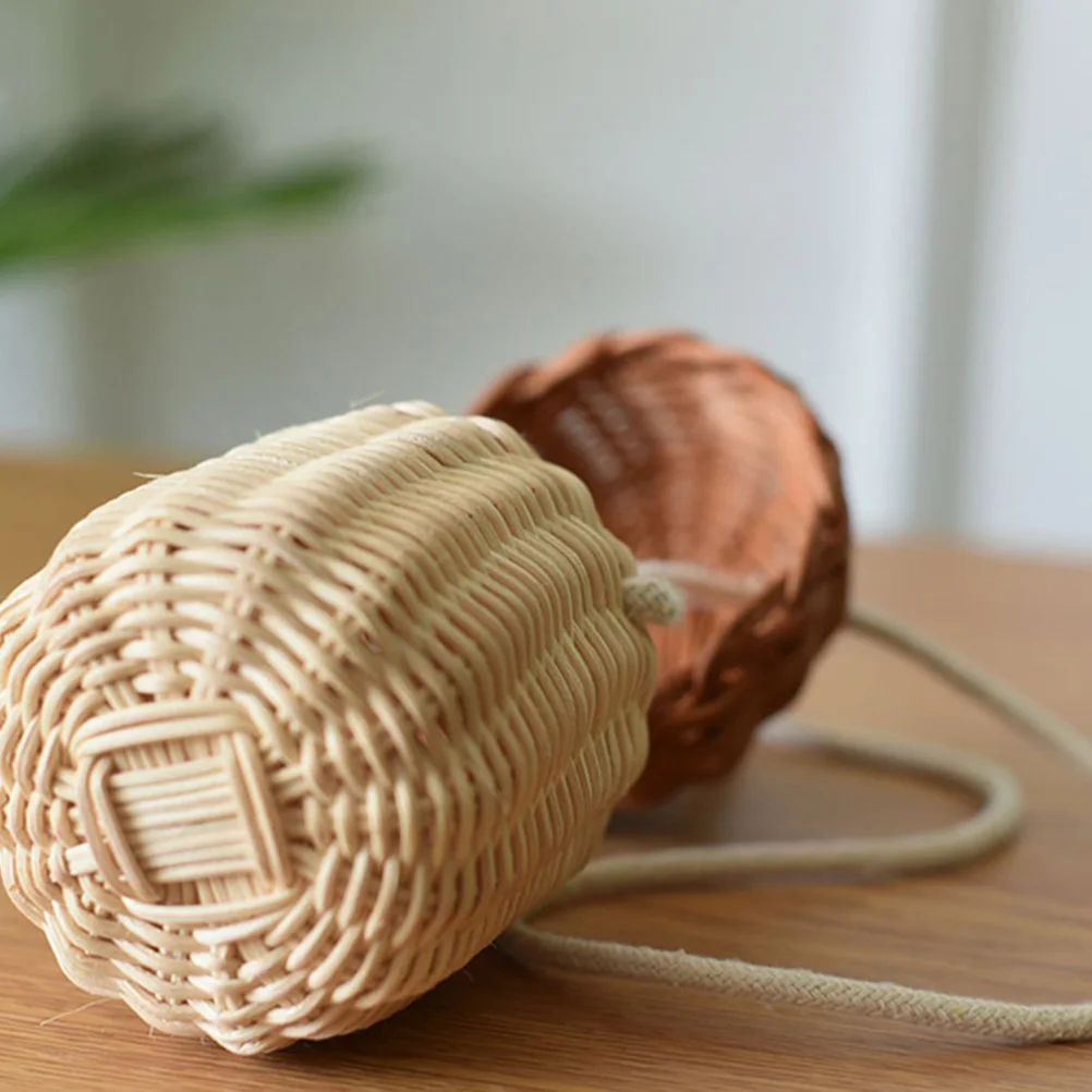 

1pc Natural Handwoven Basket Kids Photo Prop Children Photography Crossbody Bag Mini Rattan Pouch Rattan Handheld Woven Storage
