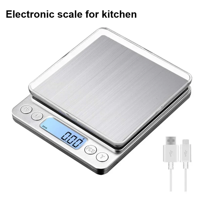 Digital Kitchen Scale with a capacity of 3000g and a precision of 0.1g,USB Charging. Home Mini  LCD Display Digital Food Scales.