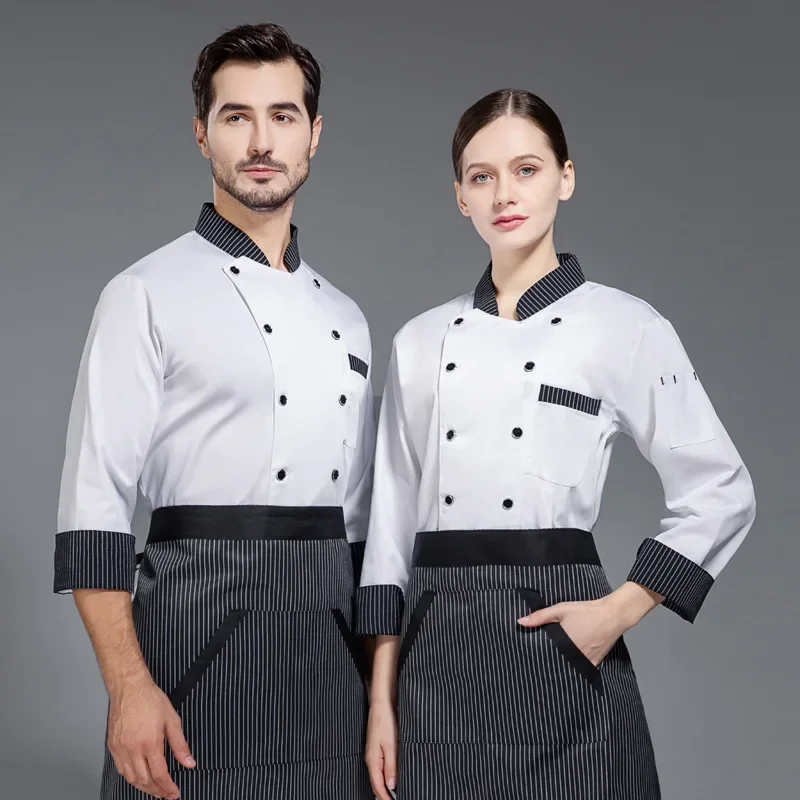 Men's Long Sleeve Autumn and Winter Clothes Dining Restaurant Rear Kitchen Clothes Cake Shop Baker Chef Uniform Wo