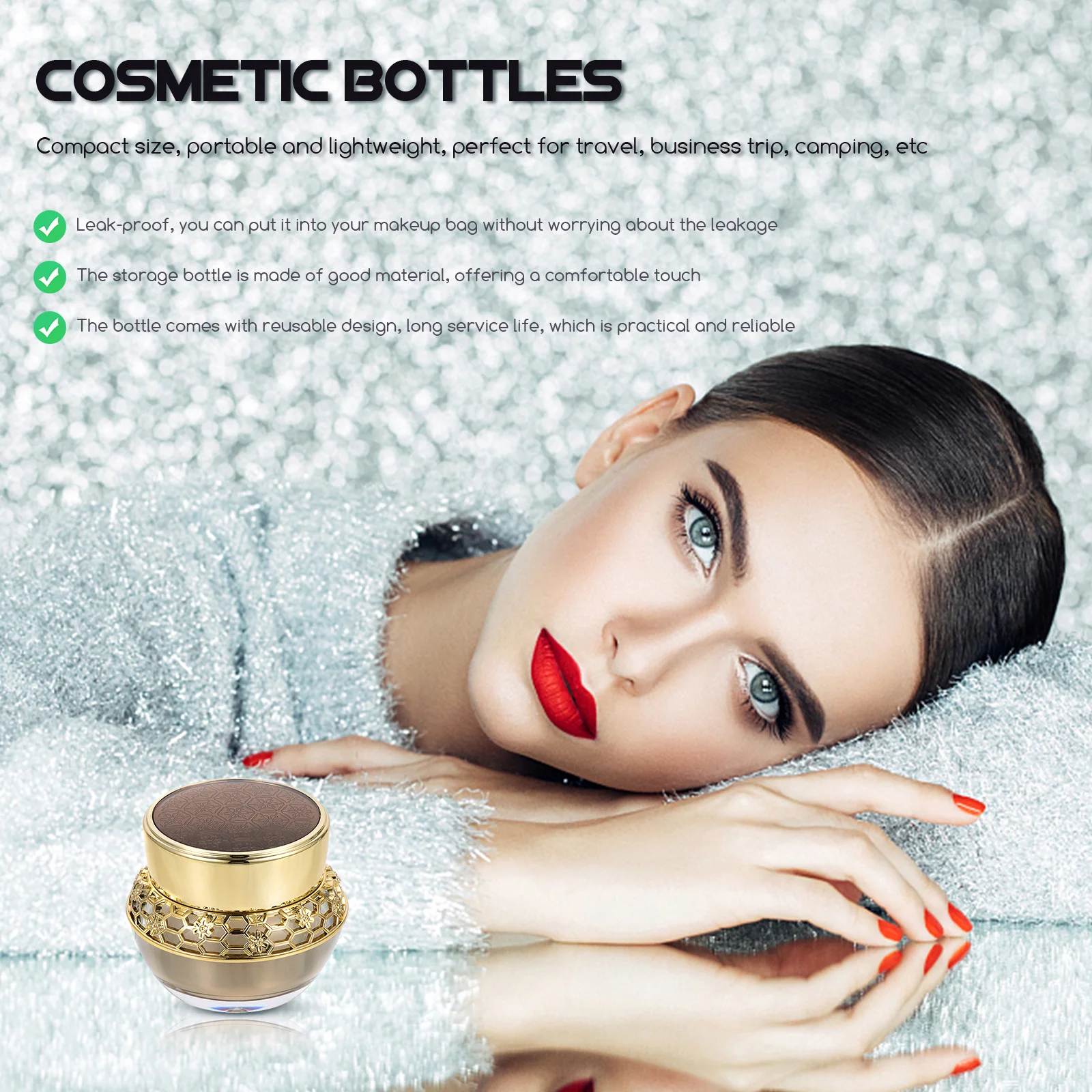 Contenitore per crema per il viso, vaso vuoto ricaricabile, bottiglia da viaggio per campioni di lozioni, confezione secondaria multiuso