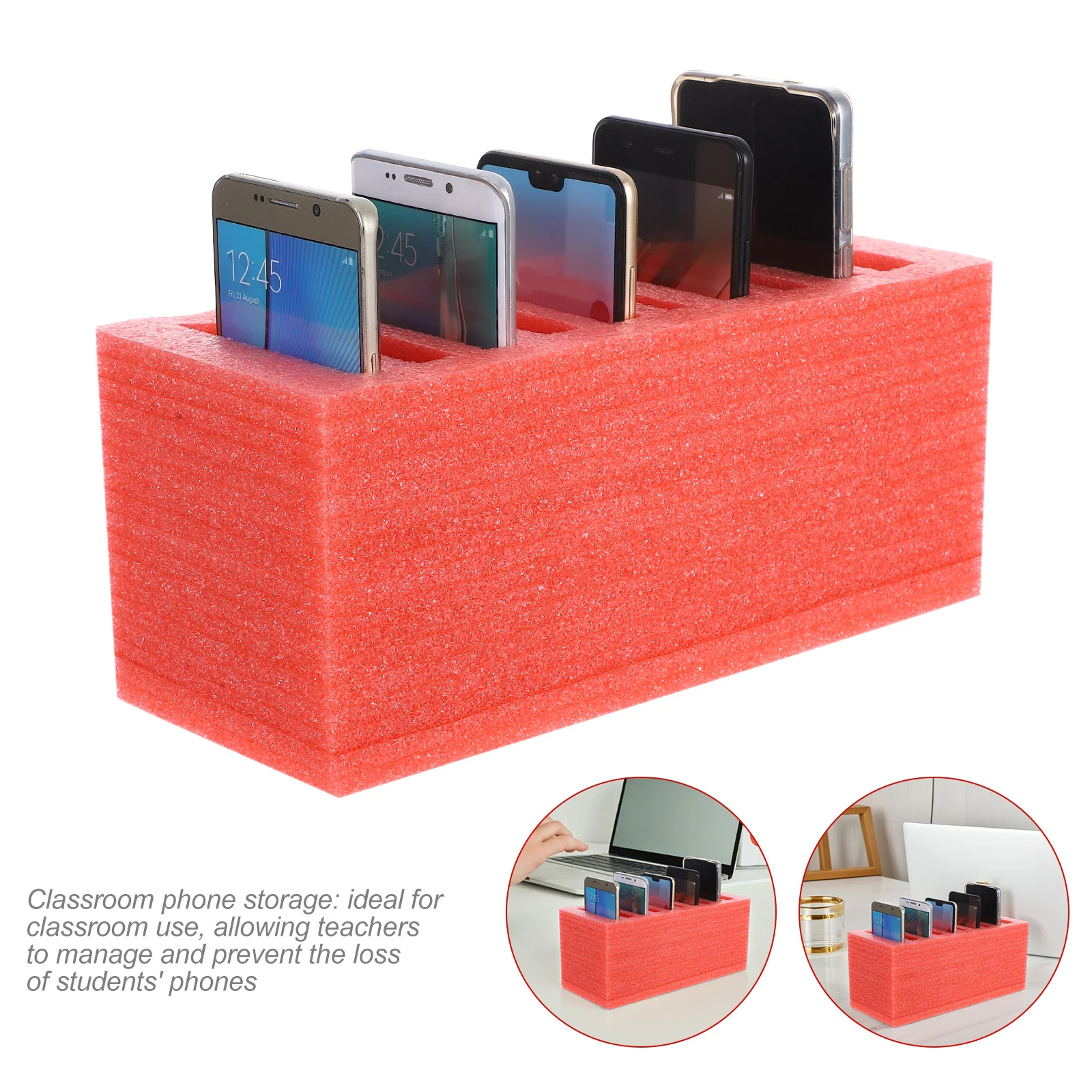 Cell Phone Storage Box Foam Organizer 10 Grid Classroom Office Desktop Phone Holder Calculator Tray Slot Management