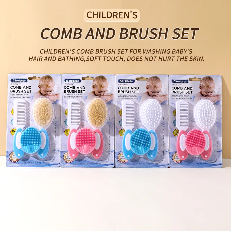 

3pcs Baby Bath Brush Set Newborn Head Care Massage Comb Kit Infant Hair Scalp Massager Essential Nursery Must Have Gift for Mom