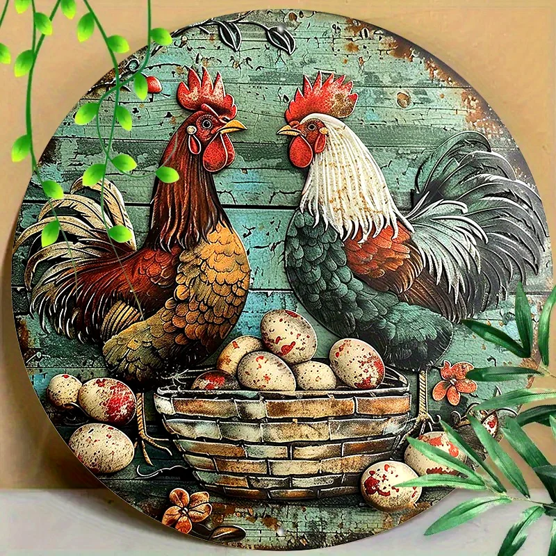 

Round Metal Aluminum Mark Vintage Metal Signage, Chicken Coop Signage, for Home, Coffee Shop, Office, Wall Decoration Art