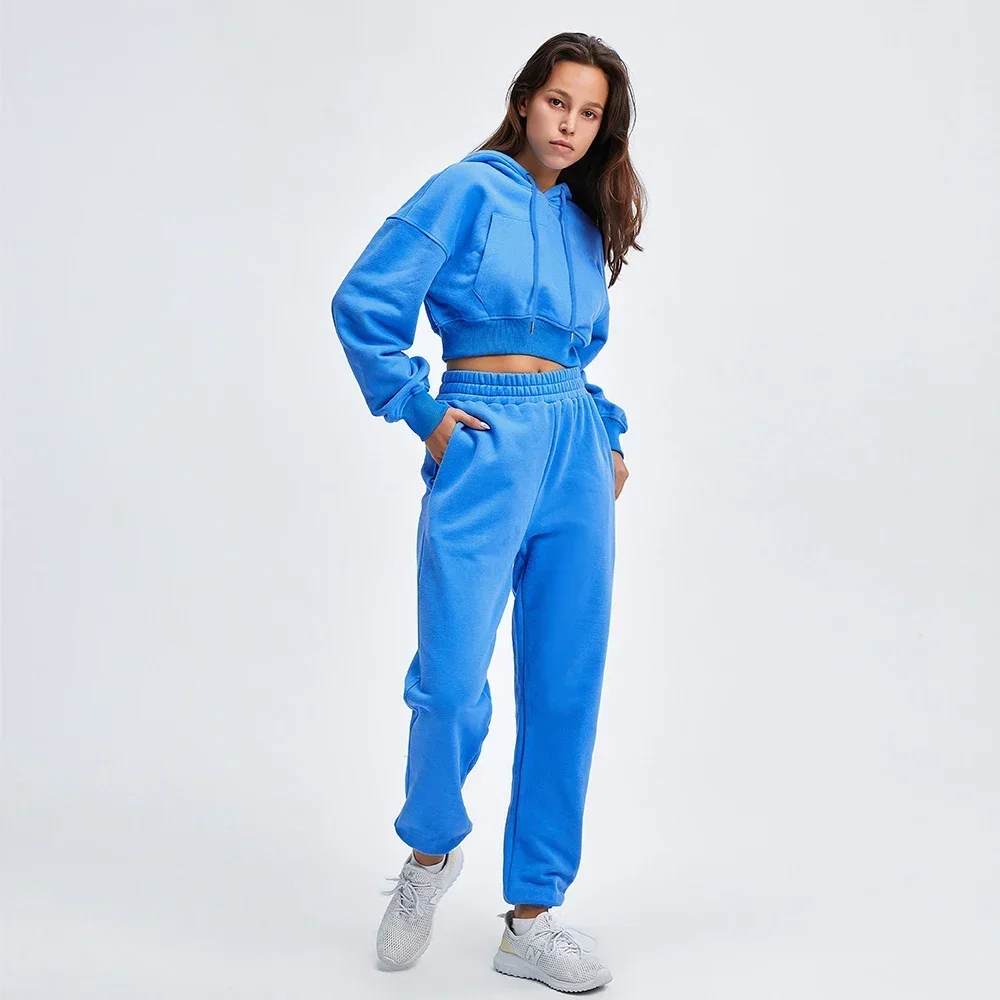 Custom Long Sleeves Pants Hoodie Suit For Women Pullover Tracksuits With Big Pockets Pullover Sweatshirts