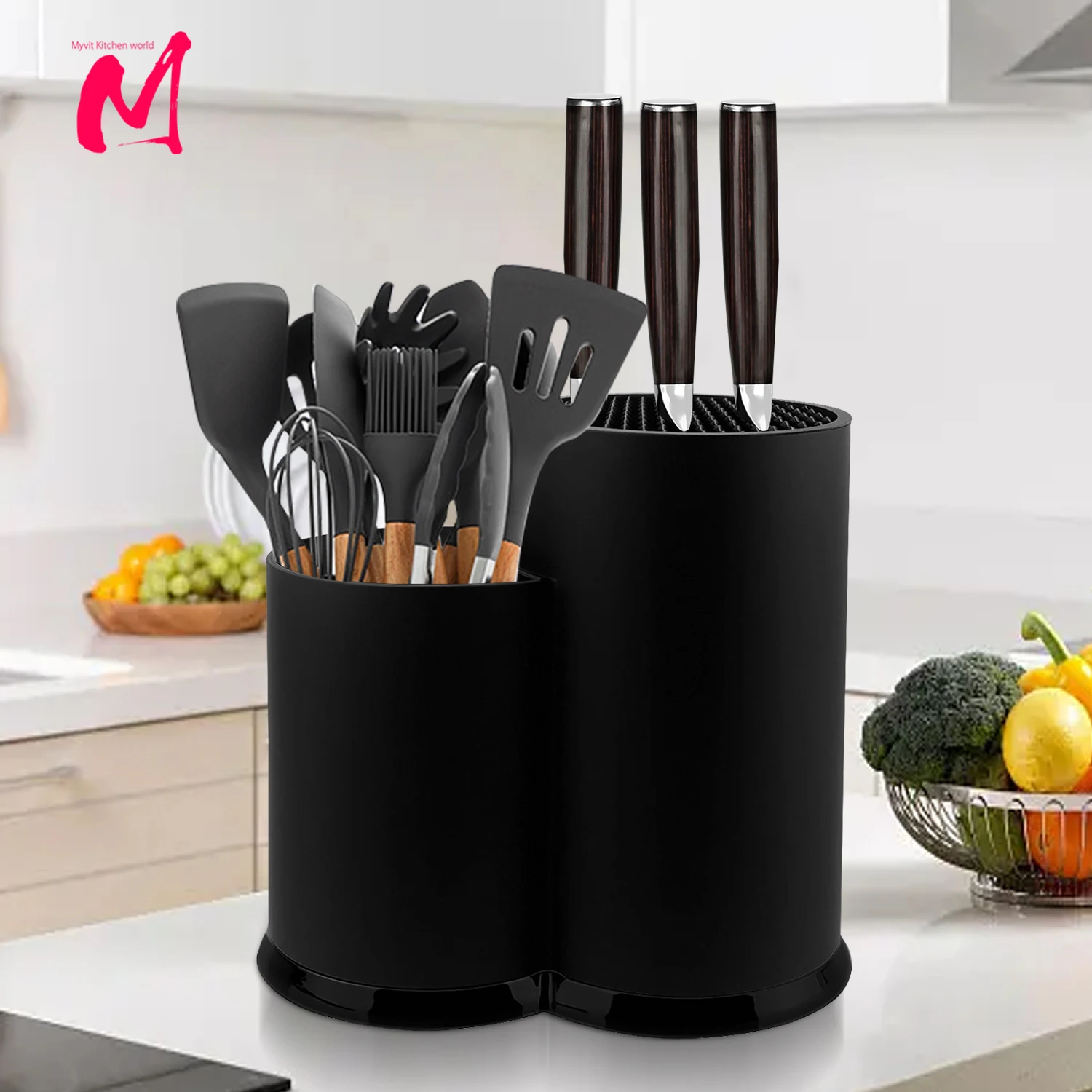 Knife holder Multi-Function Utensil stand Knife Block PP Flatware Drainer Storage Box Spoon Fork Kitchen Organizer Rack