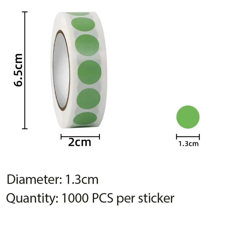 1000 PCS Color Dot Label Sticker Classification Mark Coated Paper Sticker Rolls Kawaii Stationery Aesthetic