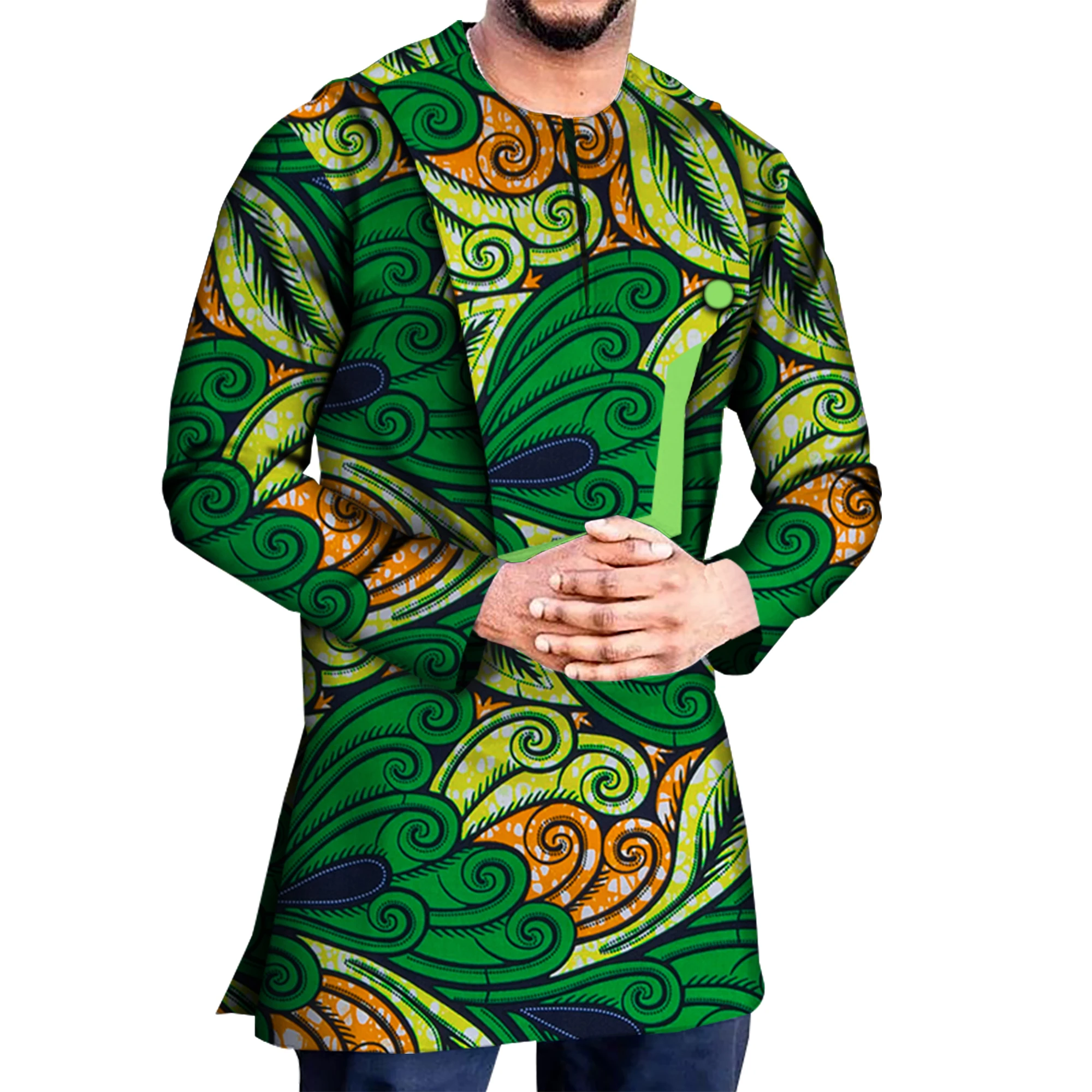 

African Shirt for Men Long Sleeve African Dashiki Shirt African Print Men's Cotton Shirts Tops African Clothes WYN1222