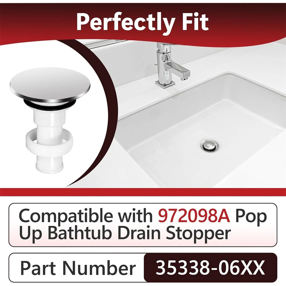 Light Weight 2pcs Polished Chrome 972098A Bathroom Sink Push & Seal -Up Drain Stopper Assembly,Part Number is 35338-06XX