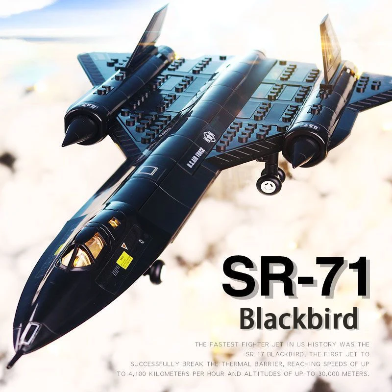 US Air Force SR-71 Blackbird Reconnaissance Airplane Building Block  Model Military Fighter Assembling Bricks Toys For Boy Gifts