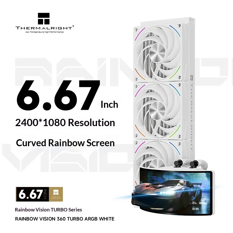 

6,67-дюймовый изогнутый OLED-дисплей 360 мм, кулер AIO Thermalright RAINBOW VISION 360 TURBO ARGB, пользовательский монитор для видео/системы