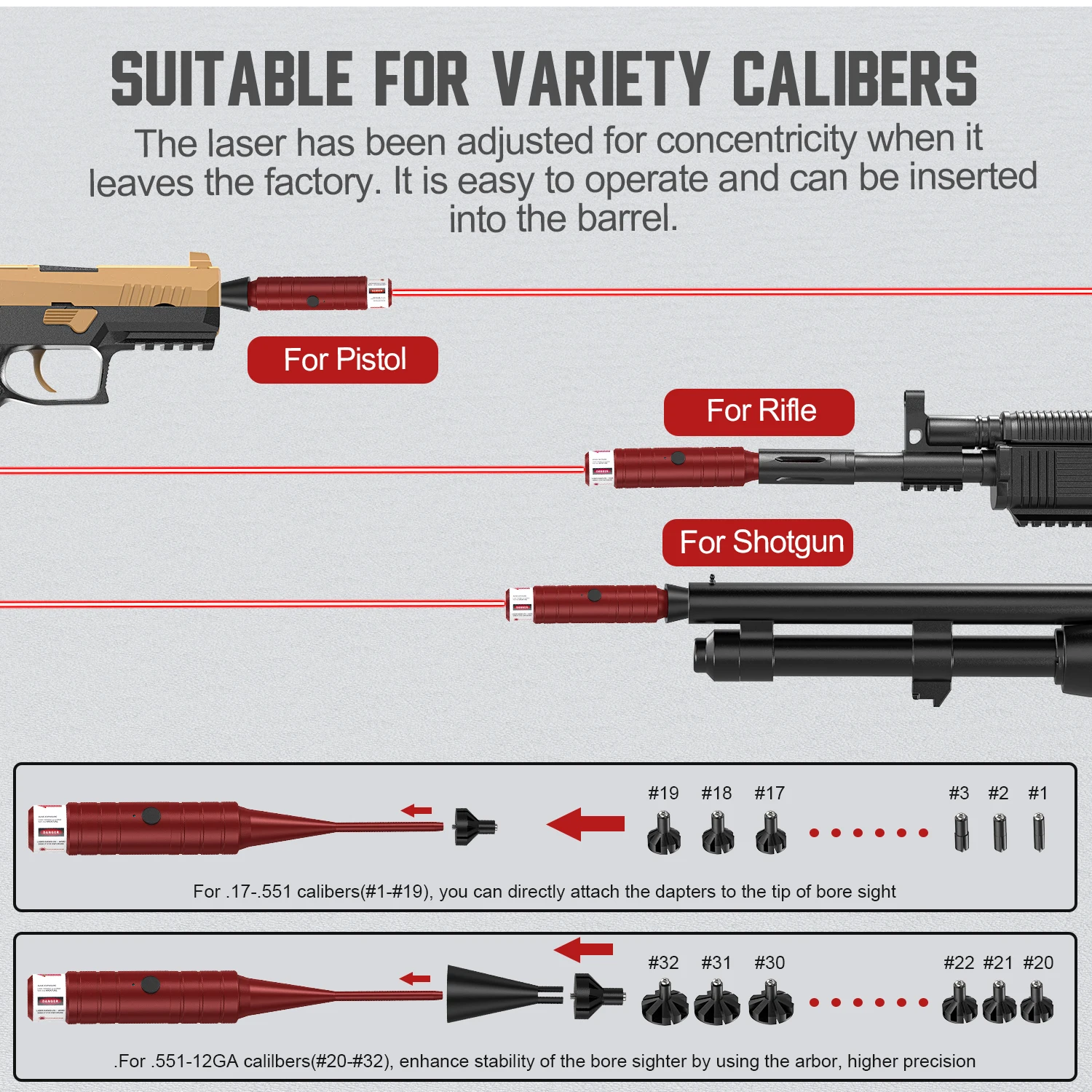 Kit kolimator laser taktis merah/hijau 1350-1, kompatibel dengan senapan dan pistol, bidikan kalibrasi paralel untuk semua kaliber