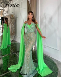 2024 New Fashion Green Evening Dresses Mermaid Sweetheart Prom Dresses With Pearls Robes De Soirée Birthday Party Dresses