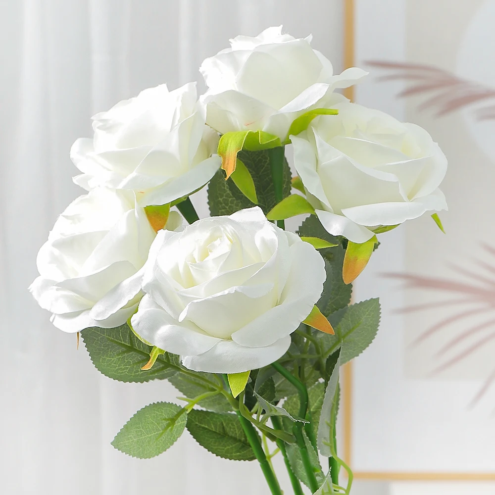 48 cm Rose Schwarzer Seidenstrauß Pfingstrose Künstliche Blume für Muttertag Knospe Braut Hochzeit Dekor Heimdekoration Künstliche Blume – Detail 7