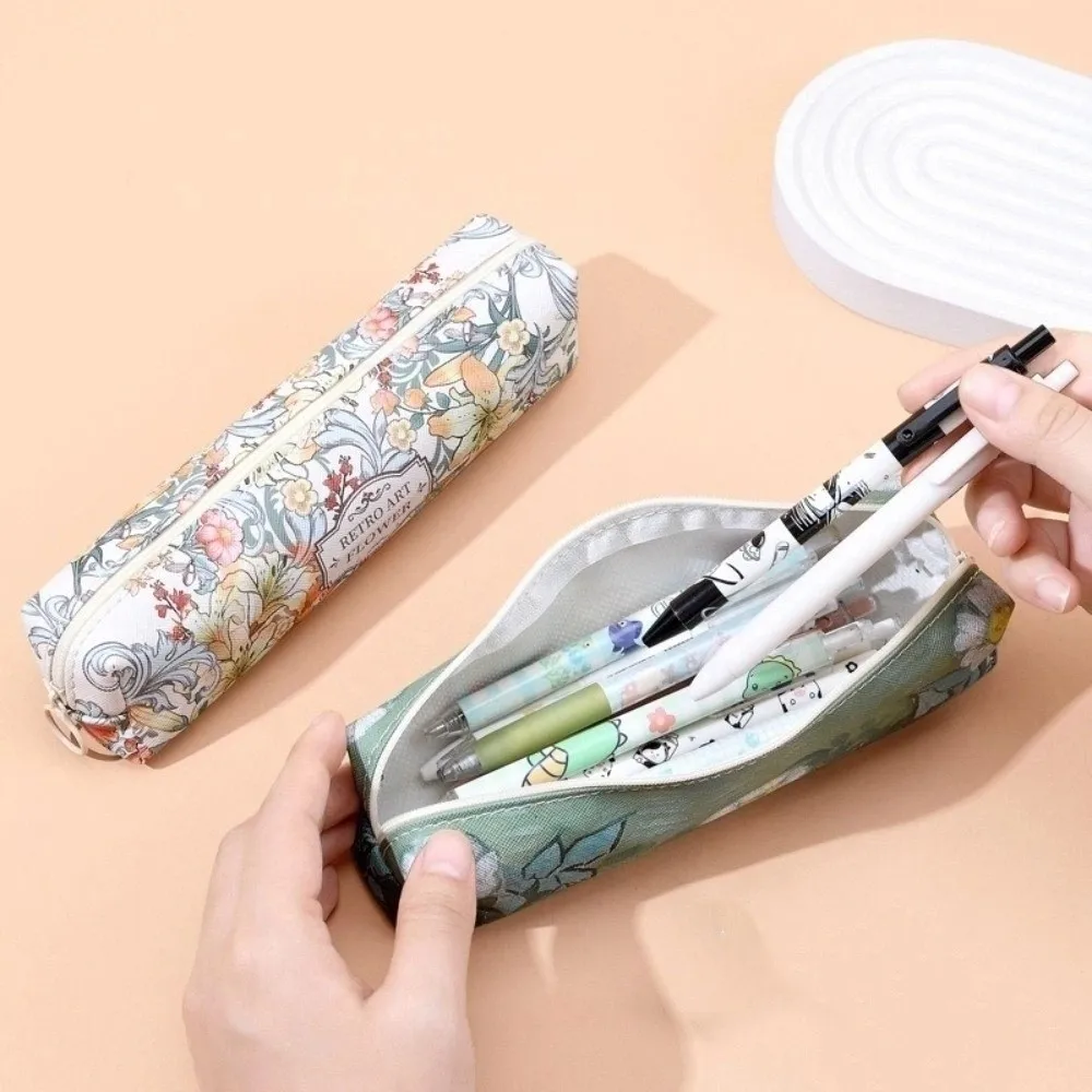 Retro Large Capacity Pencil Case Printing PVC Pen Bag Stationery Bag Office Use