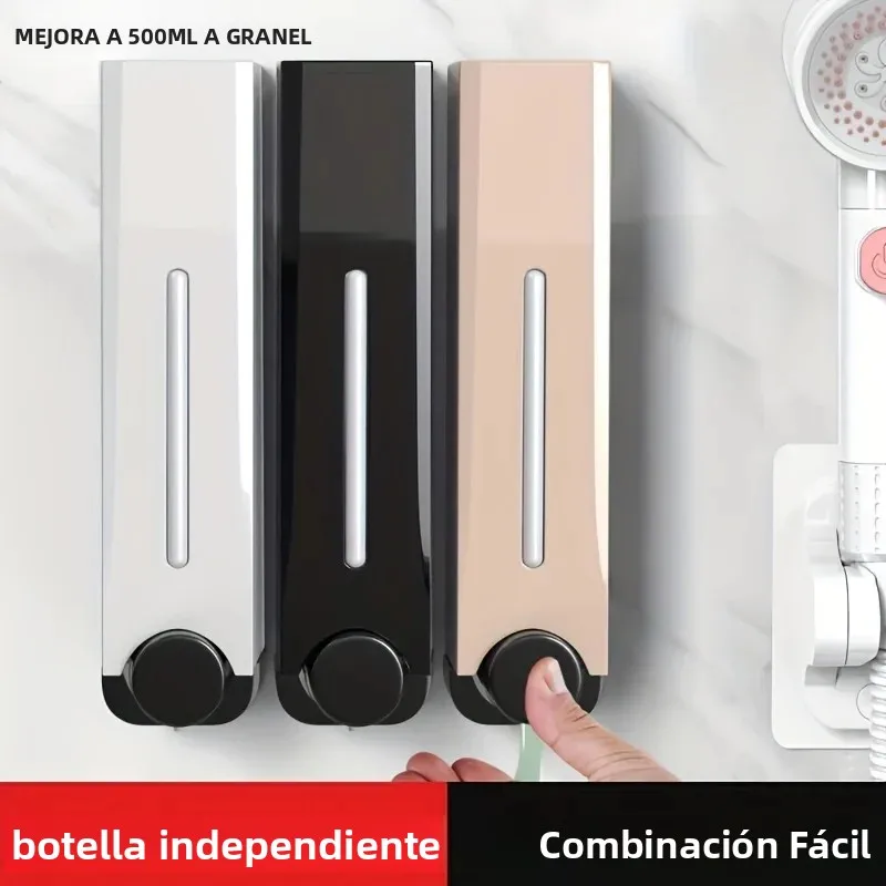 Dispensador de jabón en tubo, dispensador de jabón líquido para baño montado en la pared, dispensador de desinfectante para manos, champú y acondicionador sin agujeros